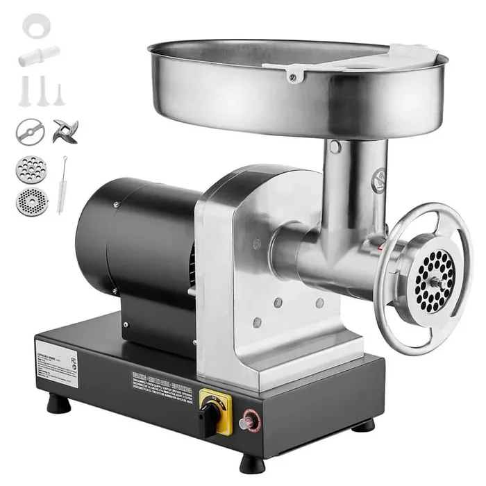 0.47 HP Electric Meat Grinder, 350W, 6 lbs/min Capacity, Stainless Steel, Includes Blade & Sausage Maker in Black