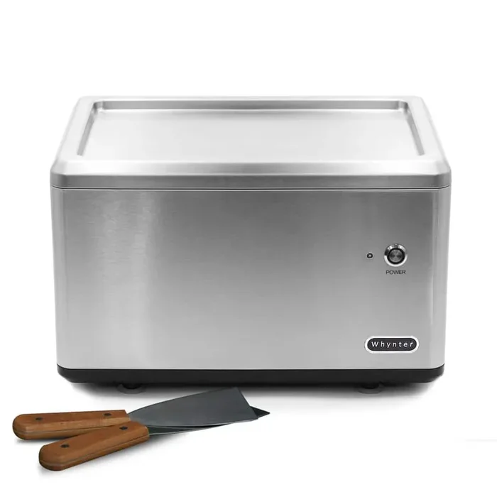 0.5 qt. Portable Ice Cream Maker Roller Frozen Pan with Compressor in Stainless Steel