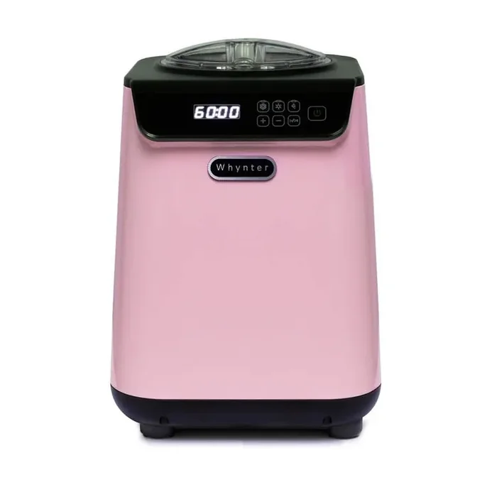 1.28 qt. Automatic Ice Cream Maker Compressor Upright w/ Stainless Steel Bowl & Built-in Timer – Black Pink