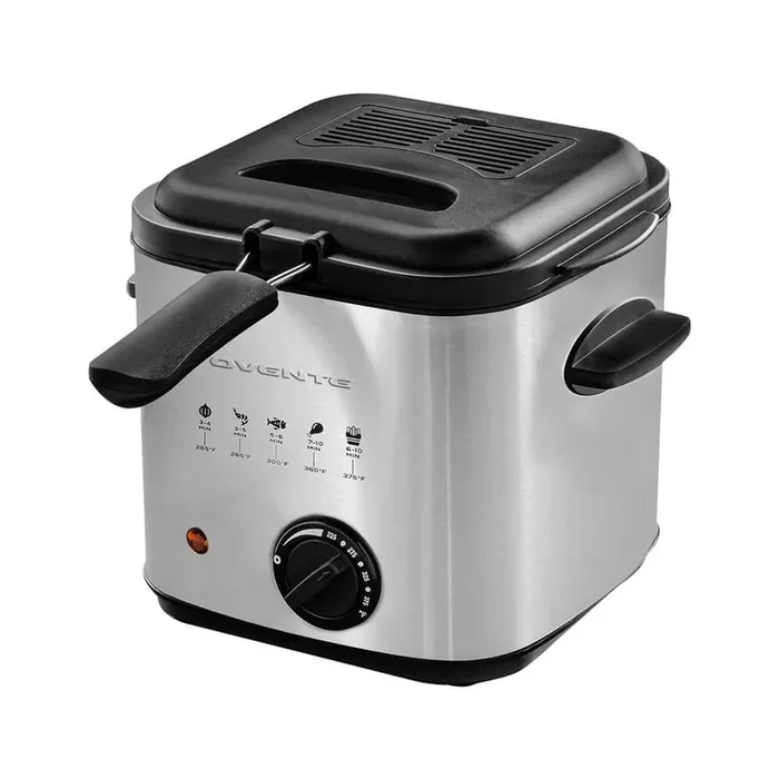 1.58 Qt Silver Small Electric Deep Fryer with Removable Frying Basket
