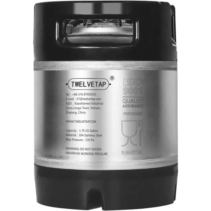 1.75 Gal. Ball Lock Keg New Beer Keg Tank 304 Stainless Steel Coke Syrup Milk Soda Barrel Rubber Handle Bucket Ball Lock