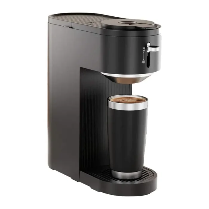 1-Cup Drip Coffee Maker with 2-Holders for Capsule and Ground, Adjustable Funnel Height, Black