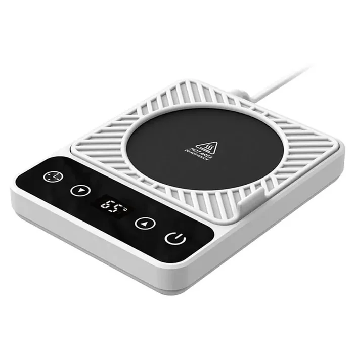 1-Cup White Corded Desktop Electric Cup Warmer with Timer Setting 6 Temperature Levels for Milk Tea Cup Heating Plate