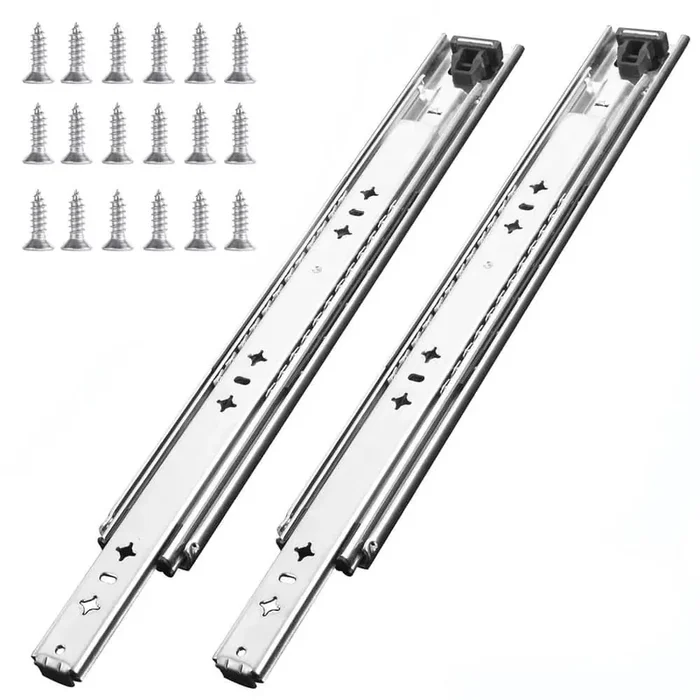 1 Pair 34 in. Heavy Duty Drawer Slides with Screws, Ball Bearing Stainless Steel Hardware Drawer Rails for Cabinets