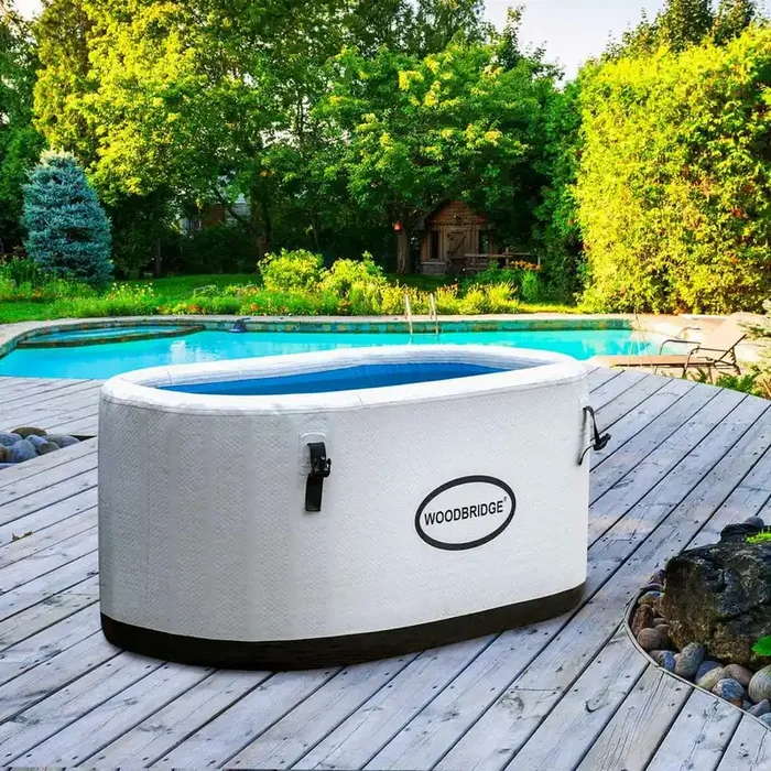 1-Person Inflatable Cold plunge Ice Bath Tub/Hot Tub with PVC Insulated Lid, Hand Pump and Repair Kit Included