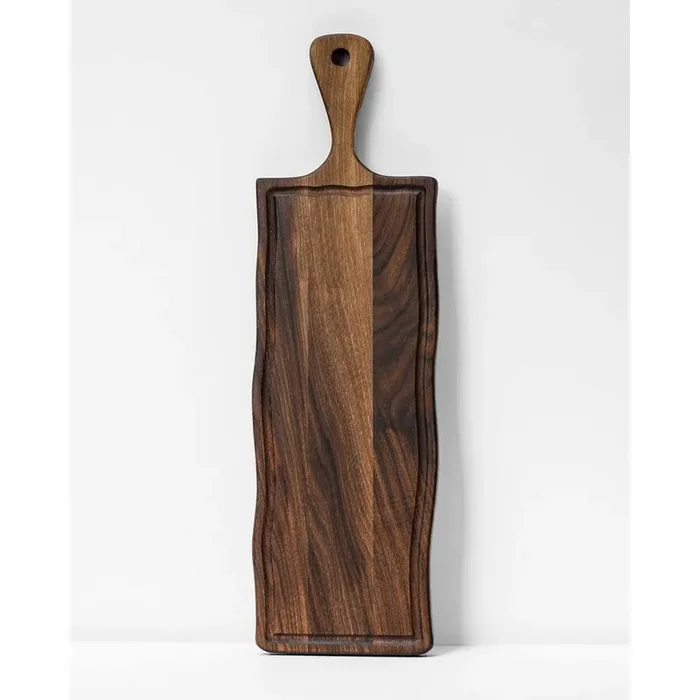 1-Piece Elegant Walnut Wood and Charcuterie Board with Handle-Reversible with Juice Groove-27. 6×6. 3×0. 8 (Medium)