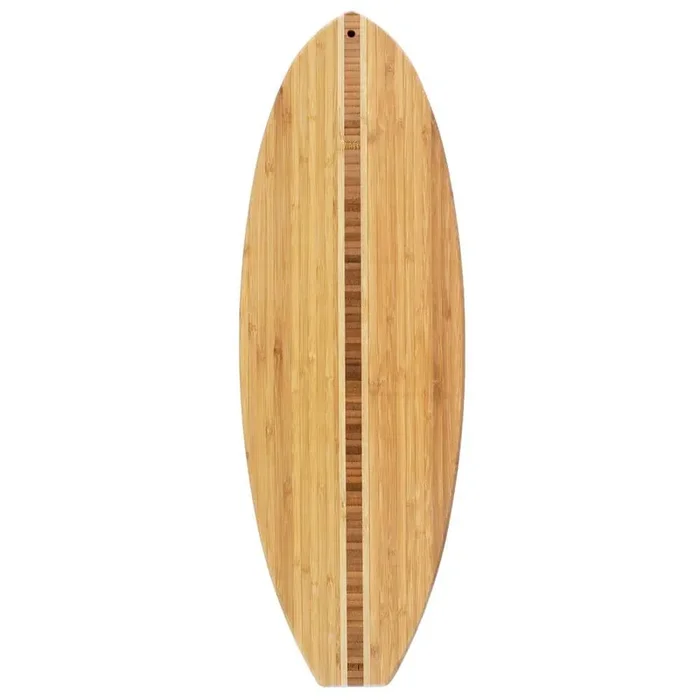 1-Piece Natural Wood Finished Bamboo Surfboard Shaped Cutting Board and Charcuterie Serving Board 23 in. x 7-1/2 in.