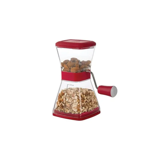 1 Size Nut Chopper with Adjustable Coarseness in Clear and White