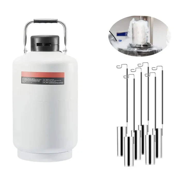 10 L Liquid Nitrogen Tank, Aluminum Alloy Dewar with 6-Canisters, Carry Bag and Straps, Cryogenic LN2 Tank
