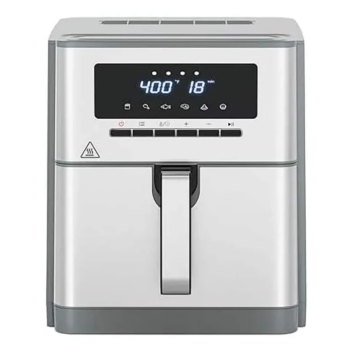 10 Qt. Silver Large Air Fryer with 6 Cooking Functions, 400°F Temp Controls, Nonstick Basket