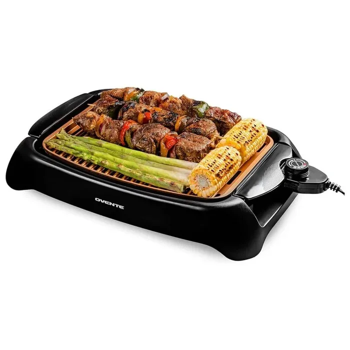 1000-Watt Portable Electric Indoor Grill with Non-Stick Grilling Plate, Copper