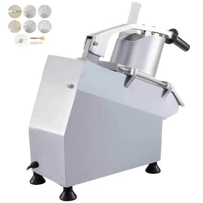 110-Volt Commercial Food Processor 550Watt Electric Vegetable Slicer,2 Feeding Holes Stainless Steel,6 Detachable Blades