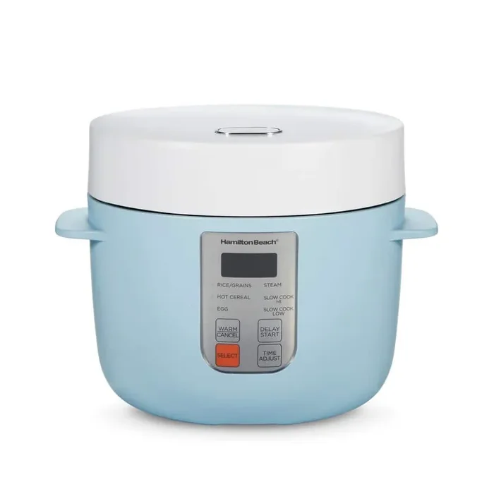 12-Cup Blue Rice Cooker with Multi-Function Settings