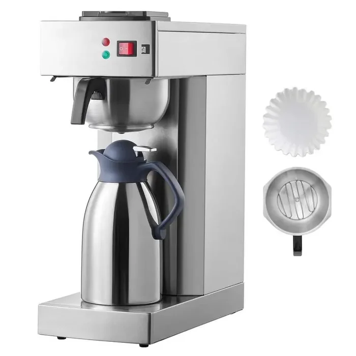 12 Cups Stainless Steel Drip Coffee Maker with Thermal Carafe to Keep Warm or Cold for Restaurant,2025 Upgrade,Sliver