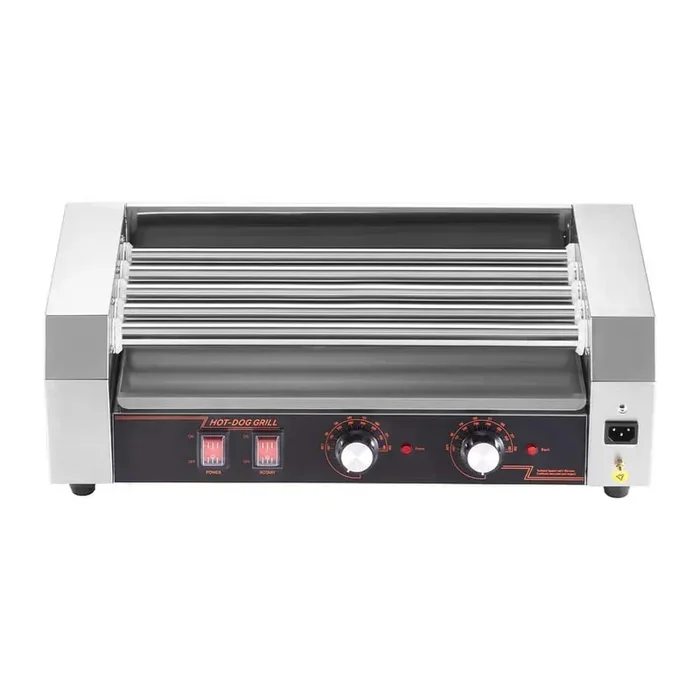 12 Hot Dog Roller 5 Rollers, Stainless Steel Cooker 750W, Dual Temp Control, Removable Tray Commerical, Speacialty Grill