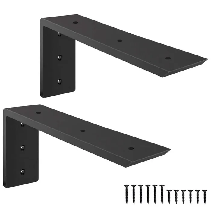 12 in. L Matte Black Heavy Duty Hidden Countertop Support Bracket for Granite Quartz Wood Concrete Laminate 2 Pack