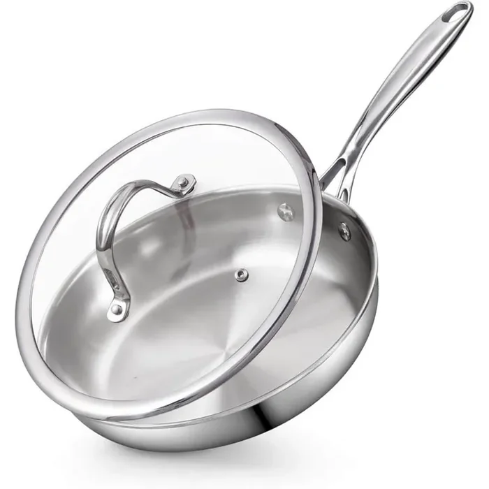 12 in. Multi-Ply Clad Stainless Steel Wok Stir Fry Pan with Lid