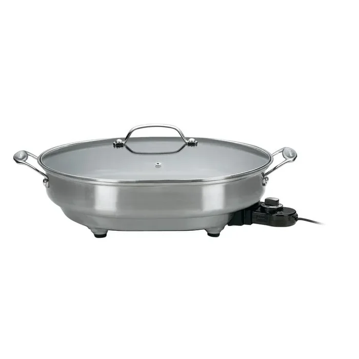 12 in. x 15 in. Stainless Steel Non-Stick Electric Skillet