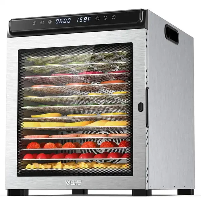 12 Stainless Steel Food Dryer 72H Timer and Temperature Control (95°F-167°F) 1300W Food Dehydrator