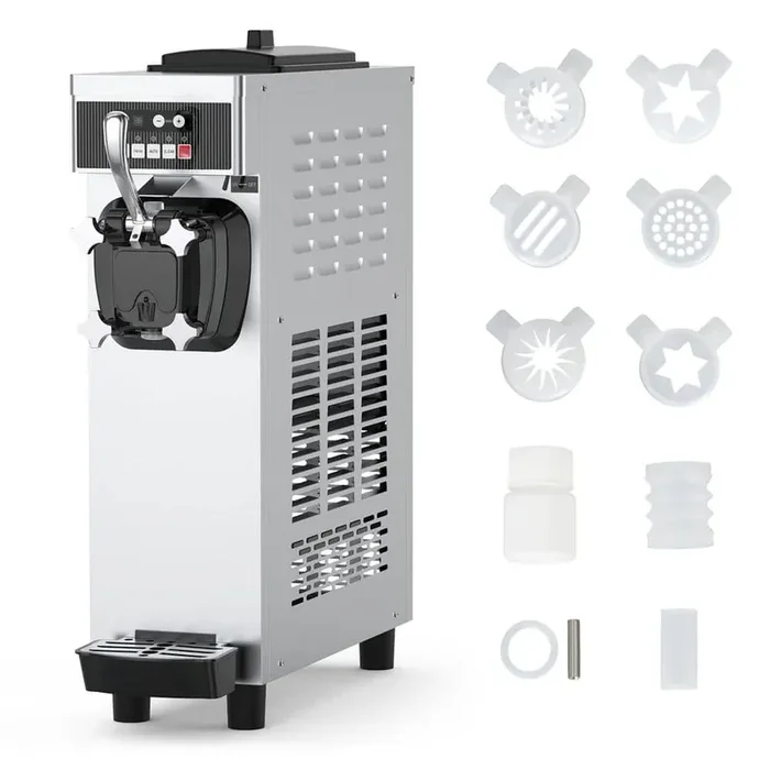 1200W 7.4 Qt Single Flavor Soft Serve Commercial Ice Cream Maker 4.7-5.8 Gal/H Countertop Ice Cream Machine