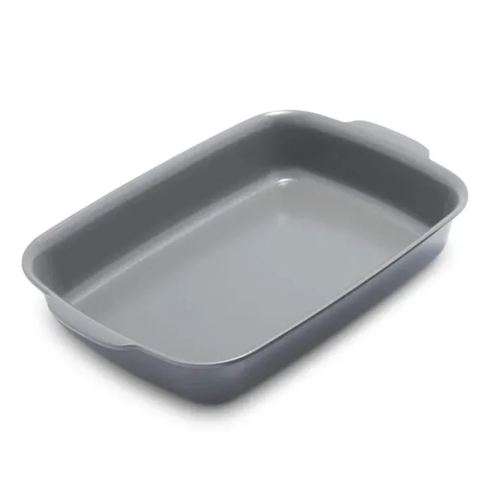 13 in. x 9 in. Premiere Ovenware Healthy Ceramic Nonstick Rectangular Baking Pan in Gray