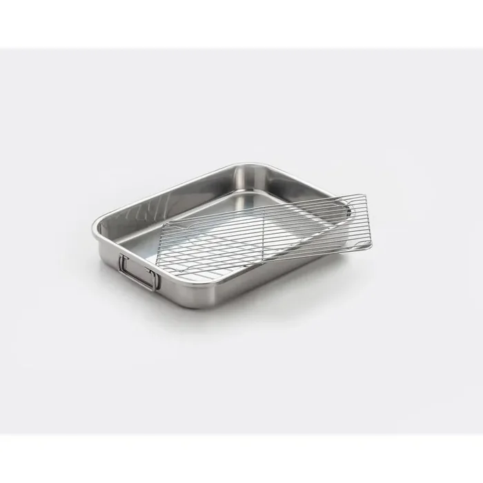 14 in. Stainless Steel Lasagna and Roasting Pan w/Rack (2 Piece)