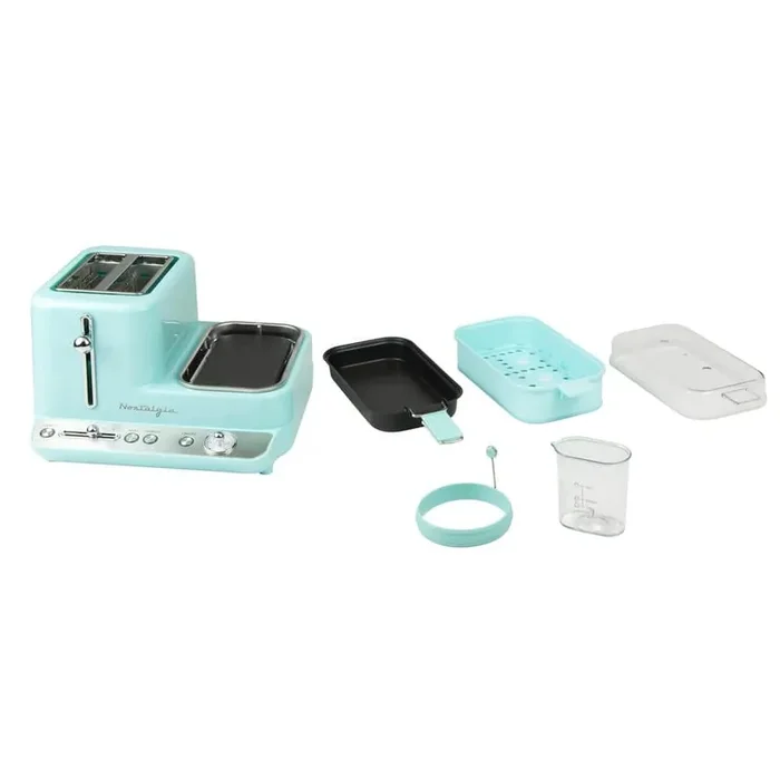 1500-Watt 2-Slice Aqua Toaster with Non-Stick Griddle