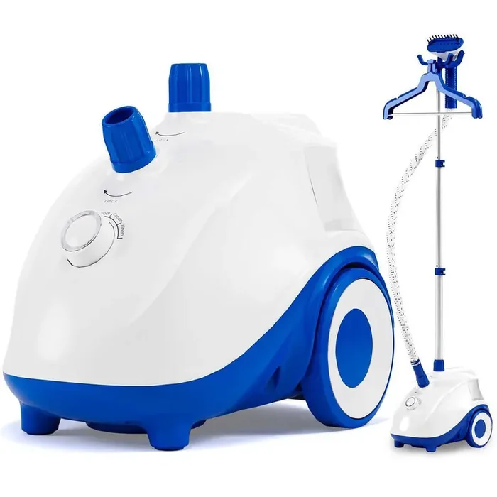 1500W Powerful Steamer for Clothes with Wheels, 0.45 Gal. Water Tank for 55-Min Continuous Steaming, Heats in 45-Seconds