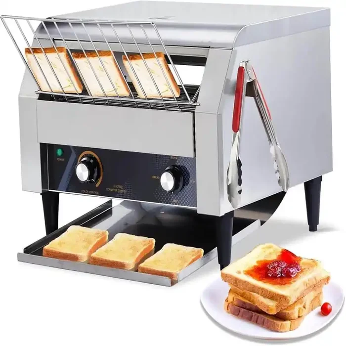 18.5 in. 1700W 110V Commercial Silver Conveyor Toaster Oven with 450 Slices/Hour
