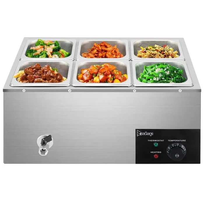 19.2 qt. Stainless Steel Buffet Server with (6-Crocks)