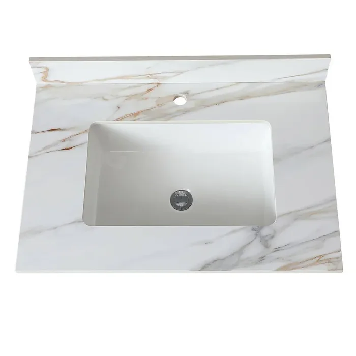 2.58 ft. L x 7.3 in. D Single Holes Engineered Composite Countertop in Carrara White with Polished Finish