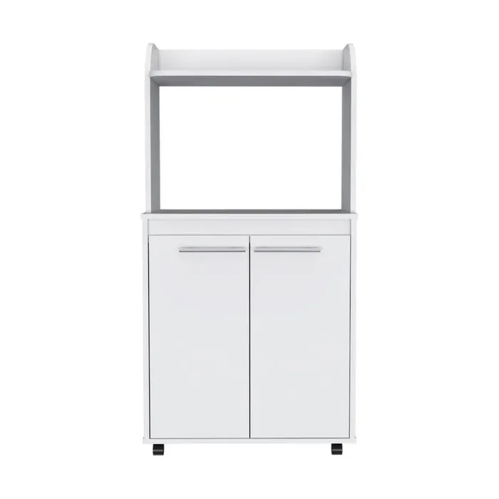 2-Door Kitchen Pantry with 1-Shelf for Kitchen, Living Room, Study, Office in White