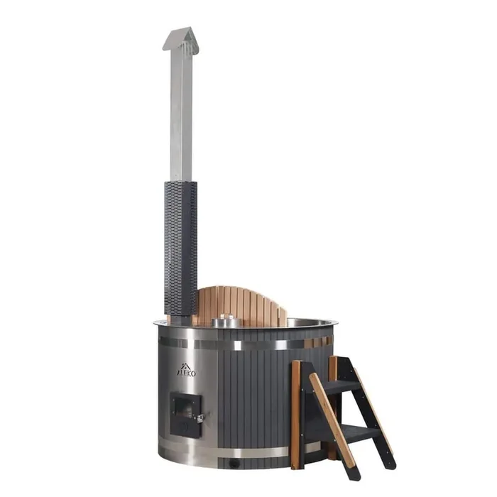 2-Person Stainless Steel 0-Jet Hot Tub and Cold Plunge Tub – Wood-Fired Heater