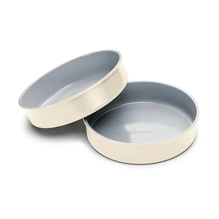 2-Piece Ceramic Circle Pan Duo Cookware Set in Cream