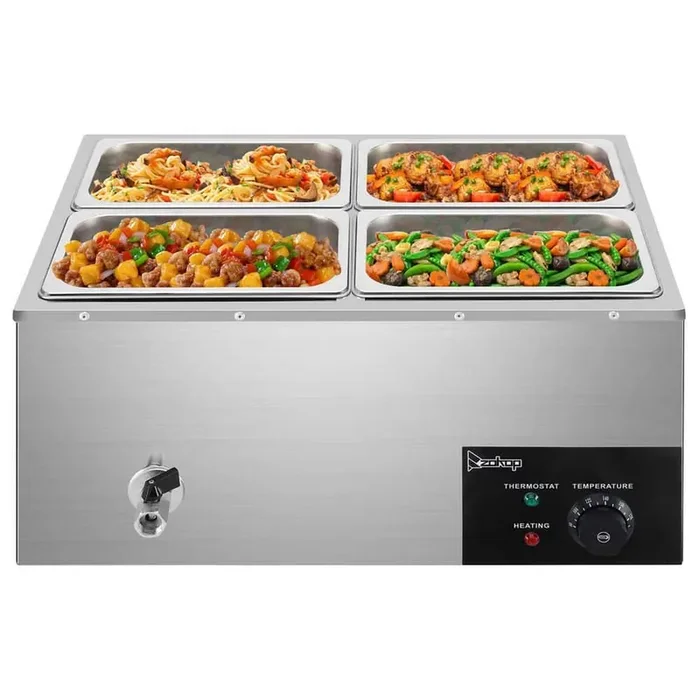 20 qt. Stainless Steel Buffet Server with 4 Crocks