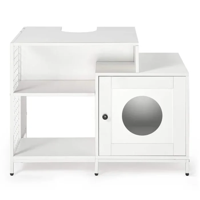 21.26 in. W x 25.98 in. H 34.35 in. D Indoor Cabinet with Hidden Litter Box Large and Divider in White Ready to Assemble