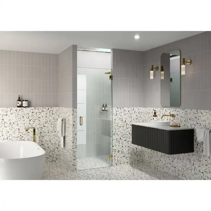 24.25 in. W x 78 in. H Pivot/Hinged Frameless Shower Door in Polished Brass – Door Only – Width Adj 24.625 – 25.025