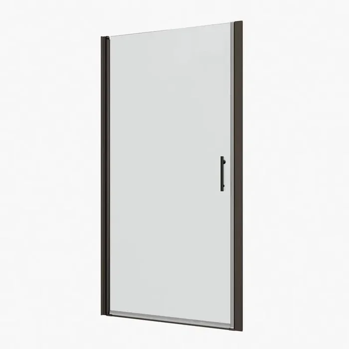 24 in. W x 72 in. H Pivot Semi-Frameless Shower Door in Matte Black Finish with Tempered Glass
