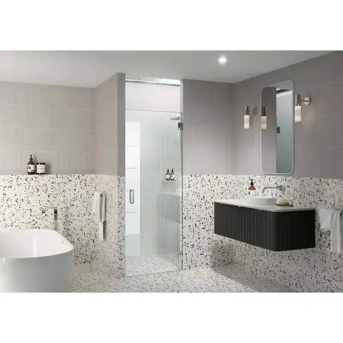 25 in. W x 78 in. H Pivot/Hinged Frameless Shower Door in Polished Nickel-Door Only-Width Adj 25.375-25.775