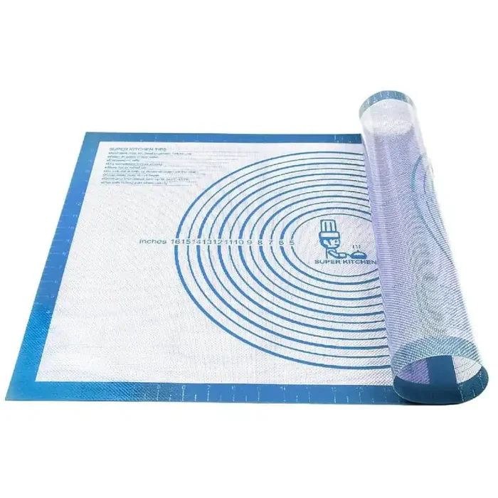 28 in. x 20 in. Nonstick Silicone Pastry Blue Baking Mat with Measurements Counter/Dough Rolling/Fondant/Pie Crust Mat