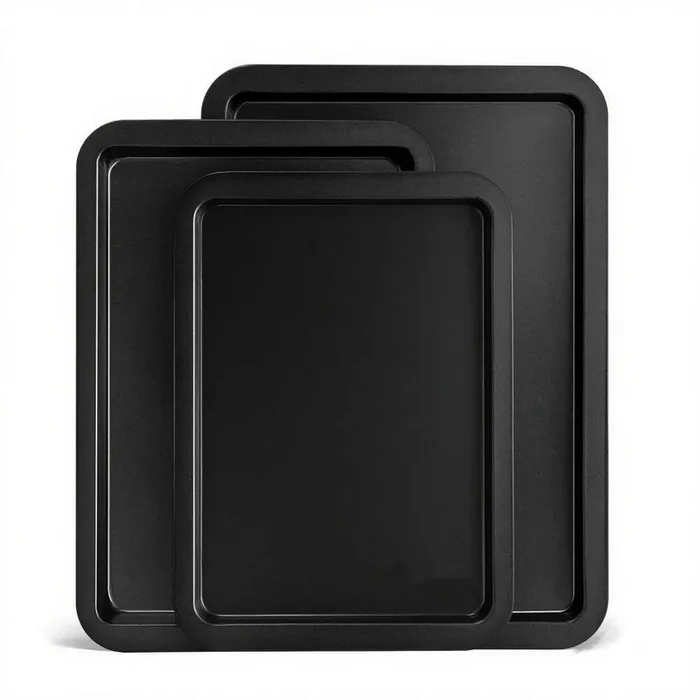 3-Piece Nonstick Ceramic Gray Baking Sheet Pan Set with Wider Grips, Oven Safe up to 450℉, for Cookies, Bread