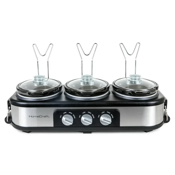 3-Station 1.5 qt. Stainless Steel Slow Cooker Buffet
