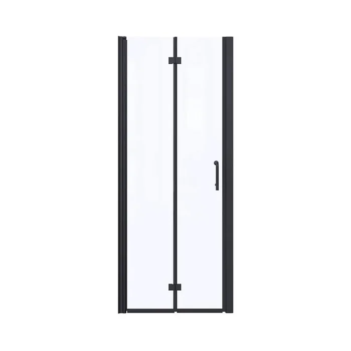 30 in. W x 72 in. H Bifold Semi-Frameless Shower Door in Matte Black Finish with Clear Glass
