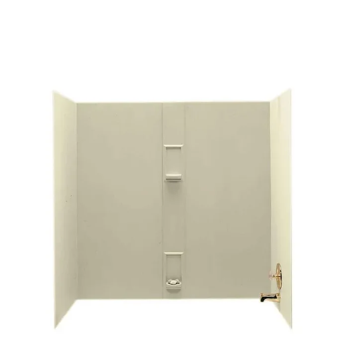 30 in. x 60 in. x 60 in. 5-Piece Easy Up Adhesive Tub Wall in Bone