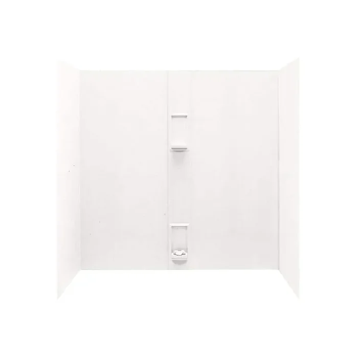 30 in. x 60 in. x 60 in. Solid Surface 5-piece Easy Up Adhesive Alcove Tub Surround in Tahiti White