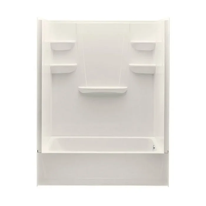 30 in. x 60 in. x 76 in. 4-Piece Direct-to-Stud Tub/Shower Kit in Biscuit