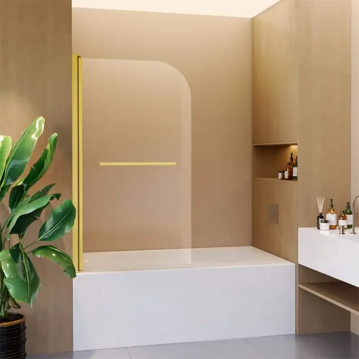 31 in. W x 55 in. H Frameless Pivot Tub Door in Brushed Gold with 1/4 in. (6mm) Thick SGCC Tempered Clear Glass