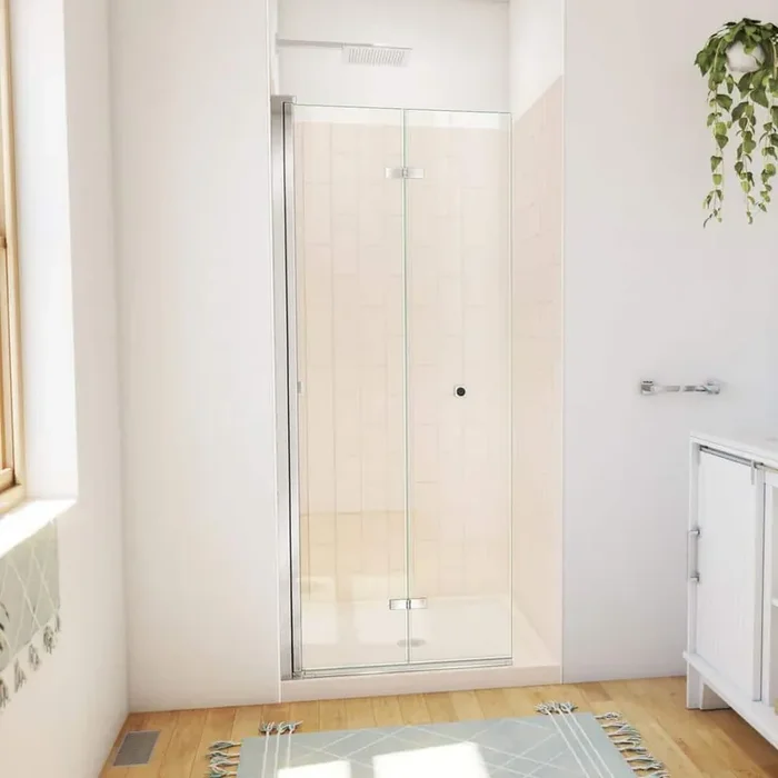 32 in. L x 32 in. W x 76-3/4 in. H Center Drain Alcove Shower Stall Kit in Chrome