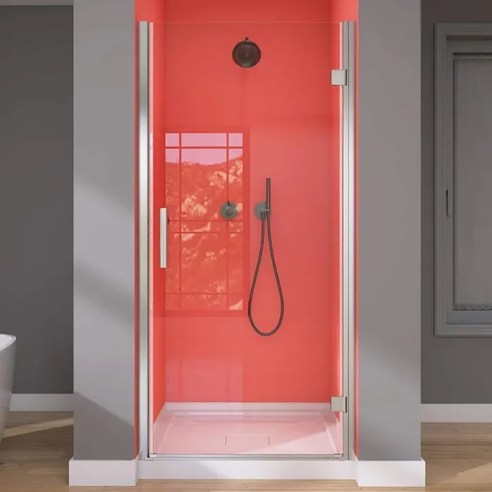 34-35.25 in. W x 72 in. H Semi-Frameless Pivot Swing Single Shower Door Chrome with 1/4 in. Clear Glass Right Hinged