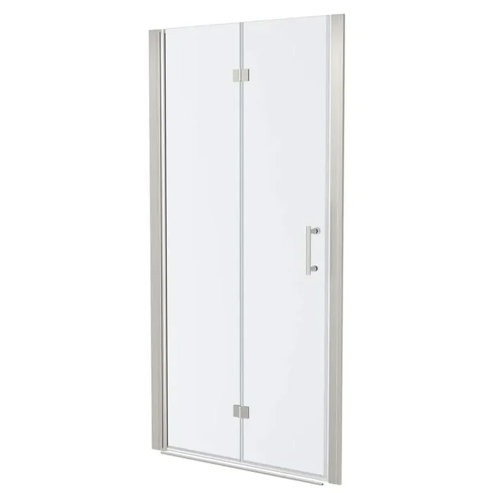 34 in. W x 72 in. H Bi-Fold Frameless Shower Doors in Brushed Nickel Finish with Tempered Glass
